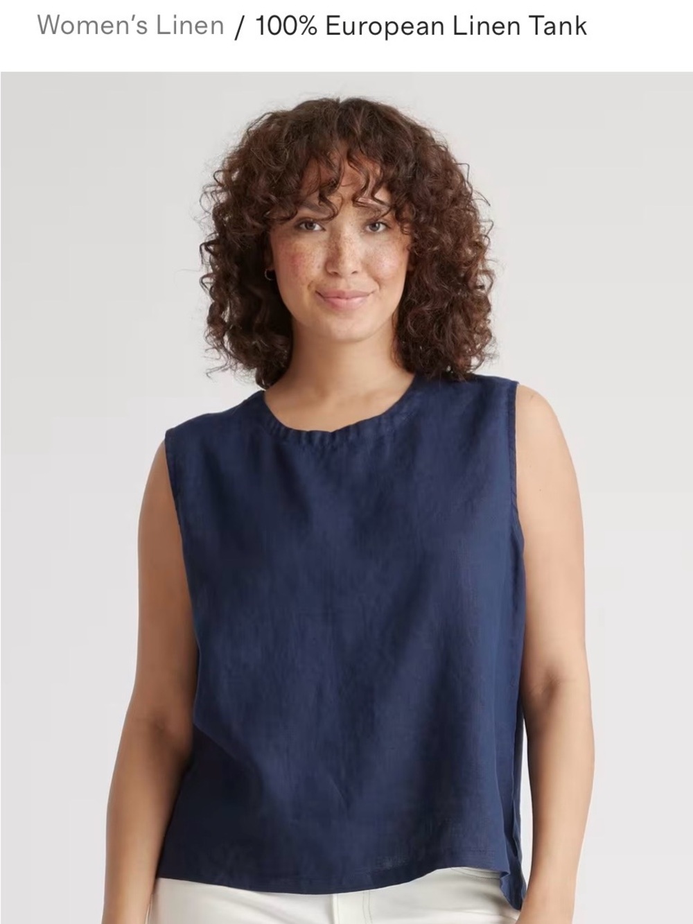 Quince Navy Linen Sleeveless Shell Top - Picture 2 of 8